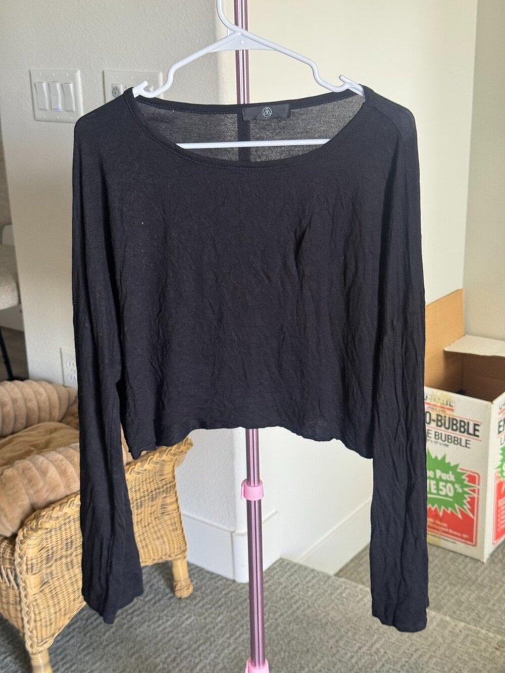 Misguided flowy black longsleeve shirt